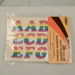 Vintage PENNCO 36‎ Rainbow Heat Transfer Iron On Letters & Numbers